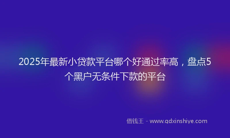 2025年最新小贷款平台哪个好通过率高，盘点5个黑户无条件下款的平台