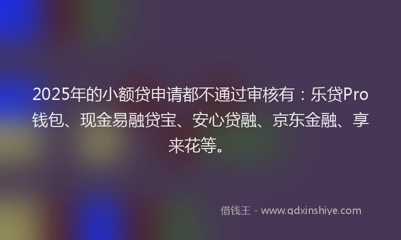 2025年的小额贷申请都不通过审核有：乐贷Pro钱包、现金易融贷宝、安心贷融、京东金融、享来花等。