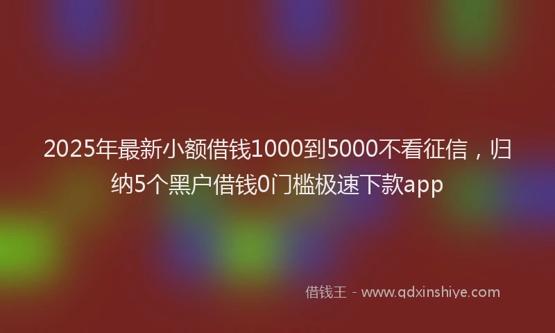 2025年最新小额借钱1000到5000不看征信，归纳5个黑户借钱0门槛极速下款app