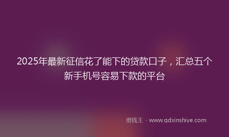 2025年最新征信花了能下的贷款口子，汇总五个新手机号容易下款的平台