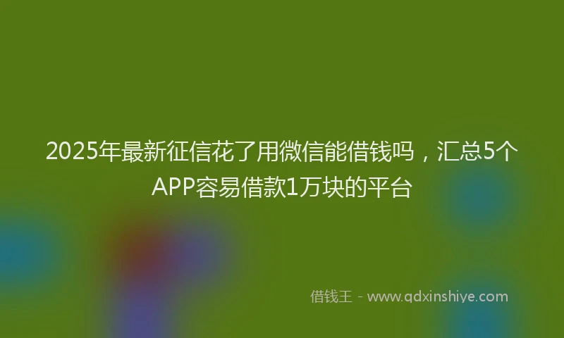 2025年最新征信花了用微信能借钱吗，汇总5个APP容易借款1万块的平台
