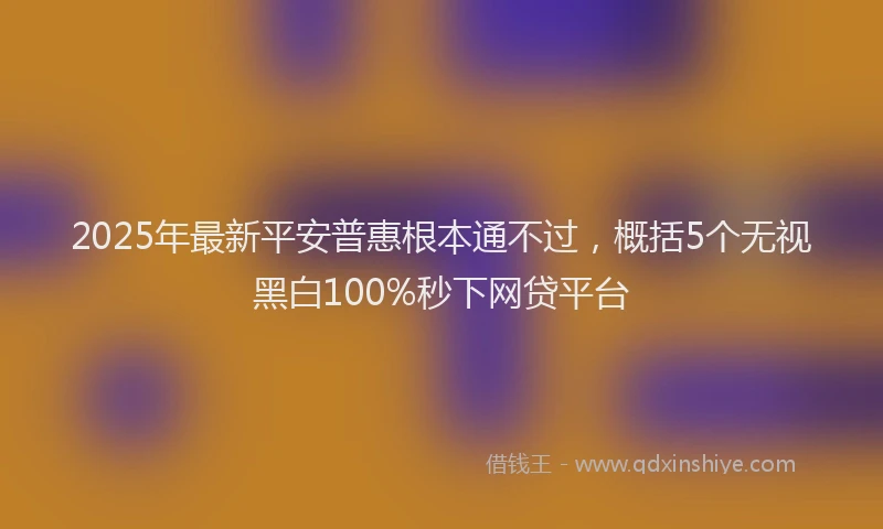 2025年最新平安普惠根本通不过，概括5个无视黑白100%秒下网贷平台