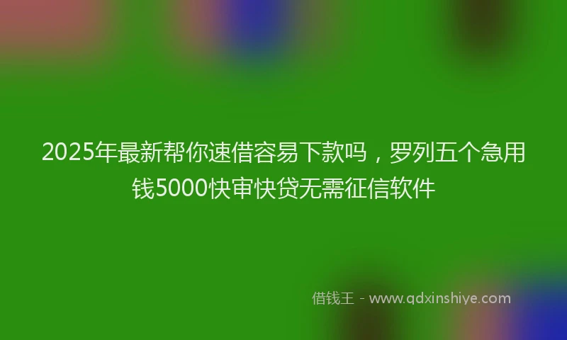 2025年最新帮你速借容易下款吗，罗列五个急用钱5000快审快贷无需征信软件