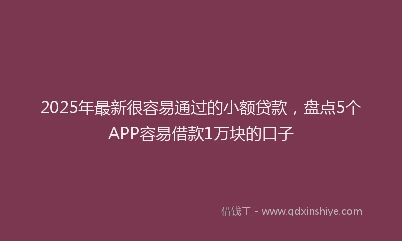 2025年最新很容易通过的小额贷款，盘点5个APP容易借款1万块的口子