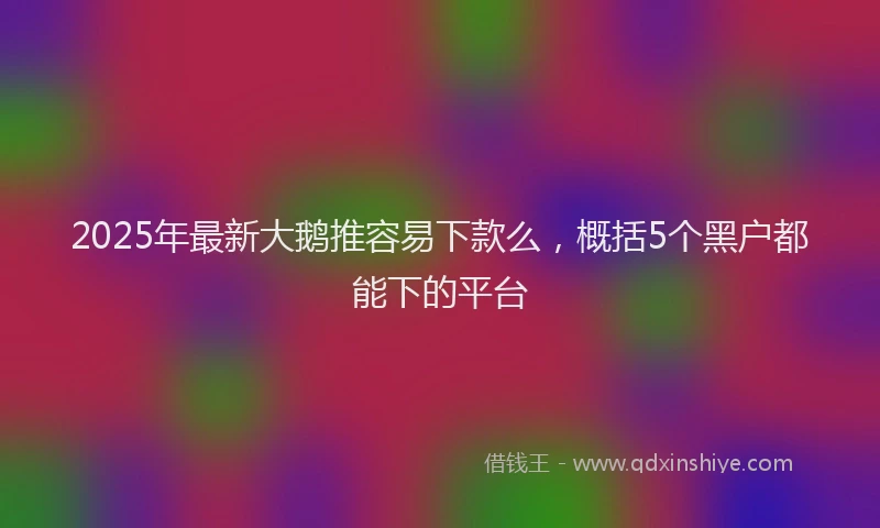 2025年最新大鹅推容易下款么，概括5个黑户都能下的平台