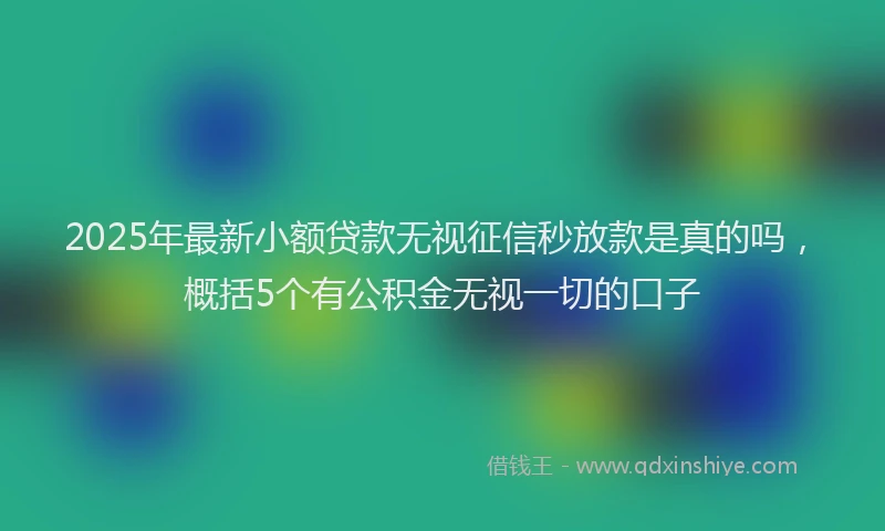 2025年最新小额贷款无视征信秒放款是真的吗，概括5个有公积金无视一切的口子
