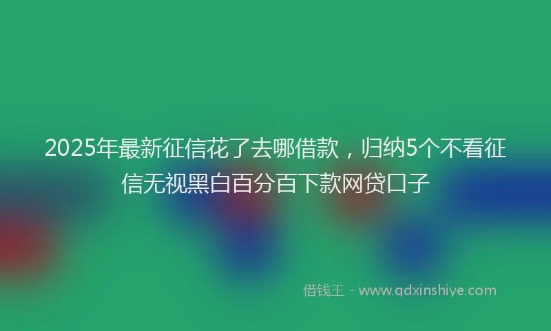 2025年最新征信花了去哪借款，归纳5个不看征信无视黑白百分百下款网贷口子
