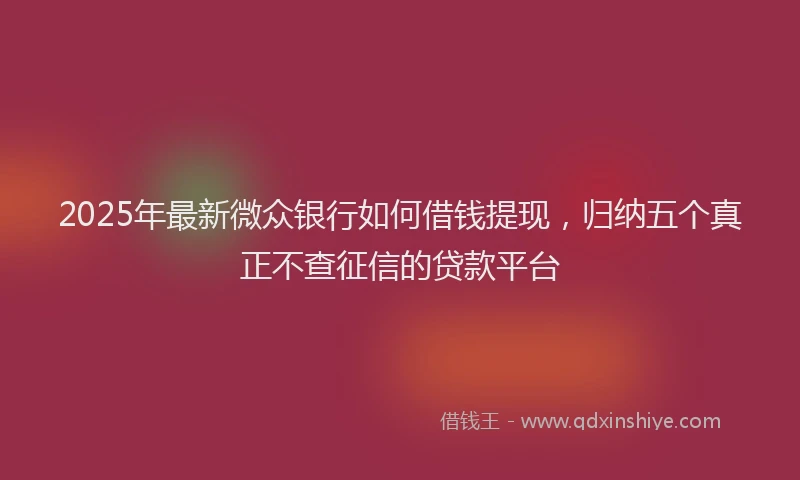 2025年最新微众银行如何借钱提现，归纳五个真正不查征信的贷款平台