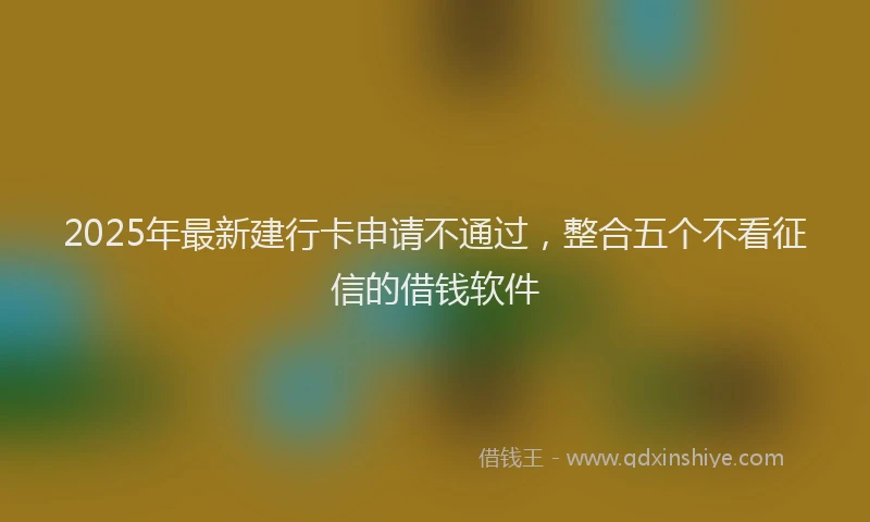 2025年最新建行卡申请不通过，整合五个不看征信的借钱软件