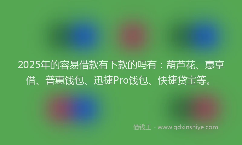 2025年的容易借款有下款的吗有：葫芦花、惠享借、普惠钱包、迅捷Pro钱包、快捷贷宝等。