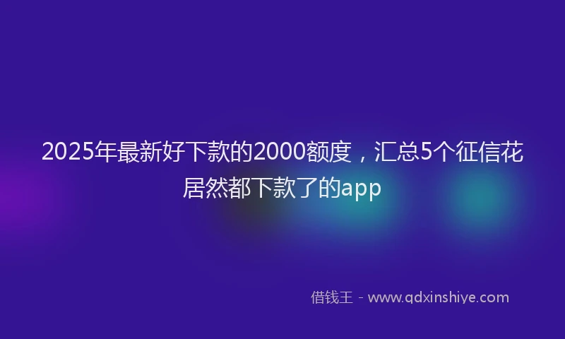 2025年最新好下款的2000额度，汇总5个征信花居然都下款了的app