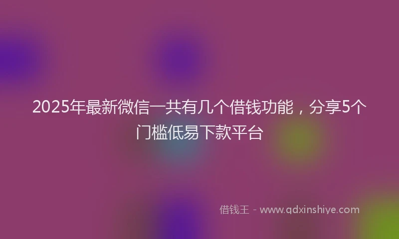 2025年最新微信一共有几个借钱功能，分享5个门槛低易下款平台