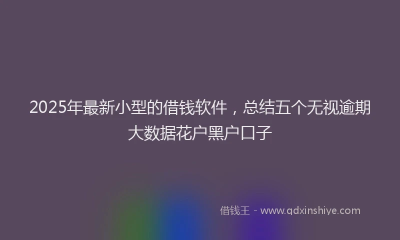 2025年最新小型的借钱软件，总结五个无视逾期大数据花户黑户口子
