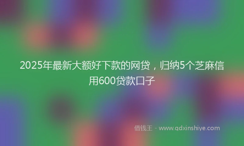 2025年最新大额好下款的网贷，归纳5个芝麻信用600贷款口子