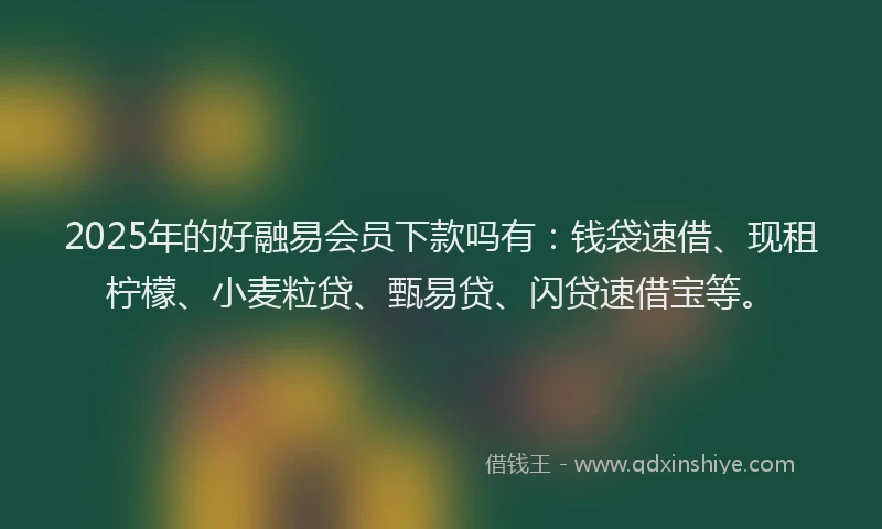 2025年的好融易会员下款吗有：钱袋速借、现租柠檬、小麦粒贷、甄易贷、闪贷速借宝等。