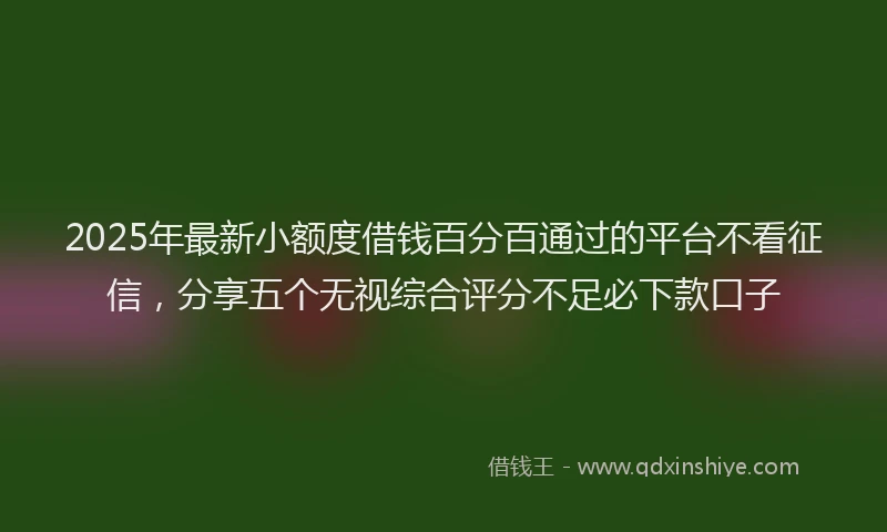 2025年最新小额度借钱百分百通过的平台不看征信，分享五个无视综合评分不足必下款口子