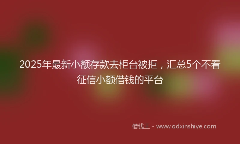 2025年最新小额存款去柜台被拒，汇总5个不看征信小额借钱的平台
