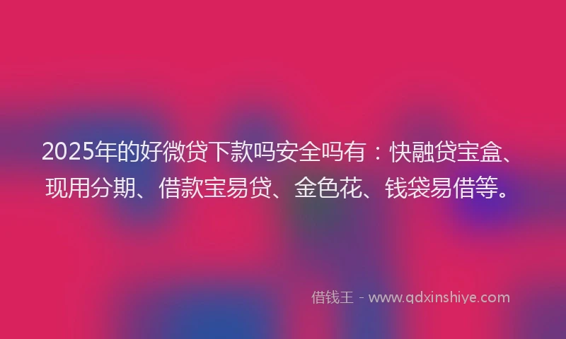 2025年的好微贷下款吗安全吗有：快融贷宝盒、现用分期、借款宝易贷、金色花、钱袋易借等。