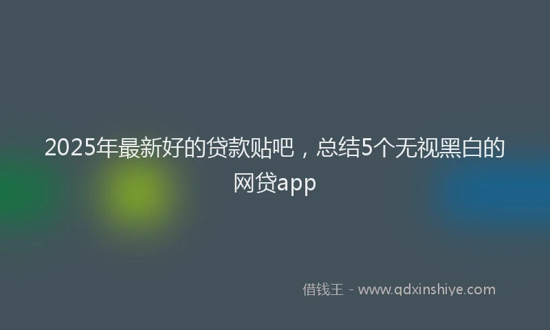 2025年最新好的贷款贴吧，总结5个无视黑白的网贷app