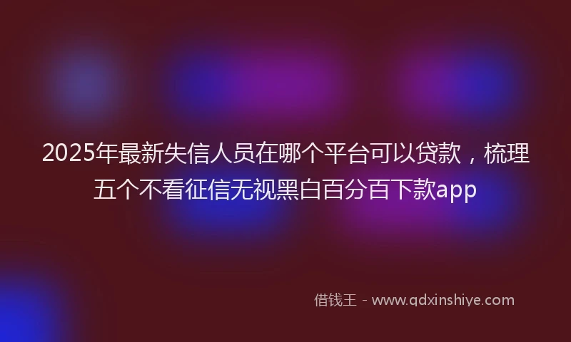 2025年最新失信人员在哪个平台可以贷款，梳理五个不看征信无视黑白百分百下款app