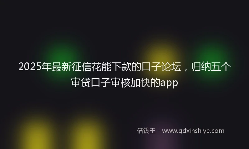 2025年最新征信花能下款的口子论坛，归纳五个审贷口子审核加快的app