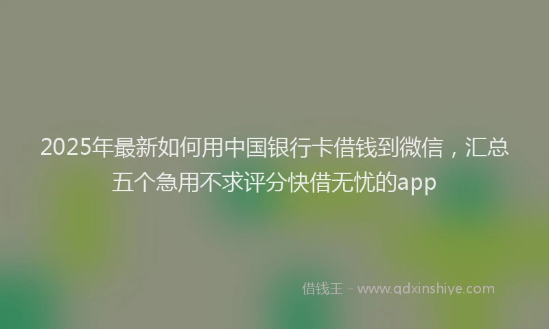 2025年最新如何用中国银行卡借钱到微信，汇总五个急用不求评分快借无忧的app
