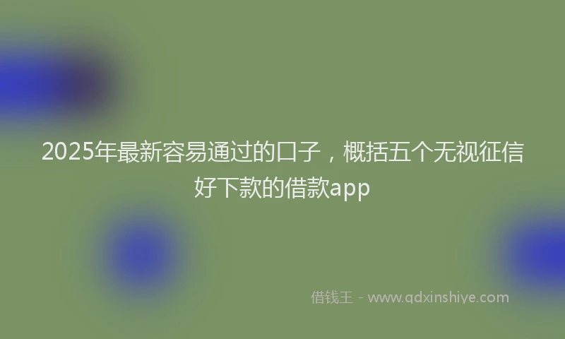 2025年最新容易通过的口子，概括五个无视征信好下款的借款app