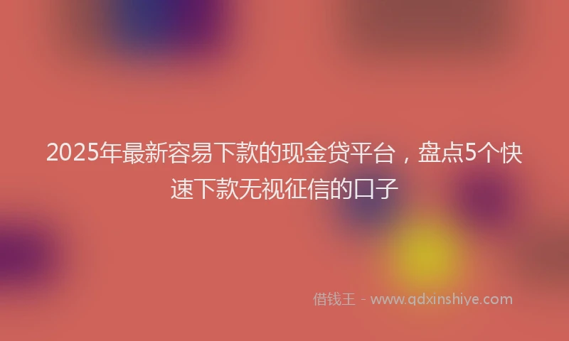 2025年最新容易下款的现金贷平台，盘点5个快速下款无视征信的口子