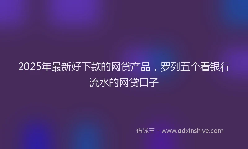 2025年最新好下款的网贷产品，罗列五个看银行流水的网贷口子