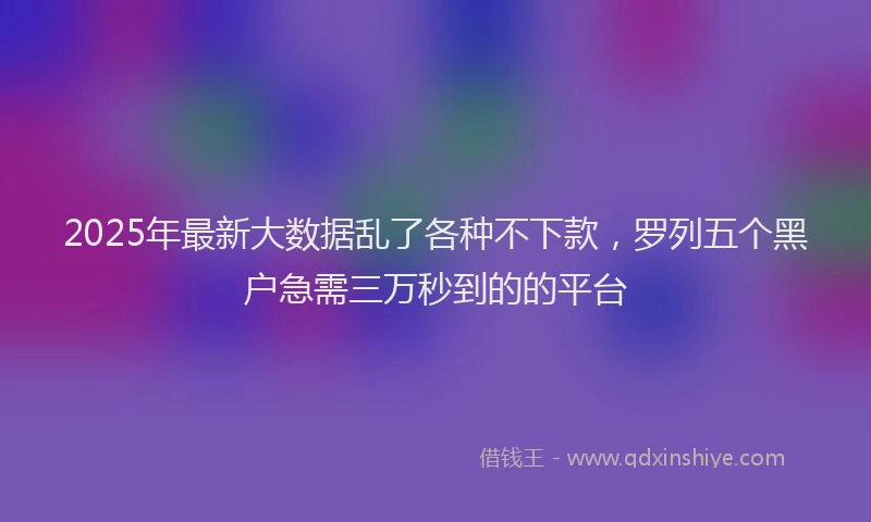 2025年最新大数据乱了各种不下款，罗列五个黑户急需三万秒到的的平台