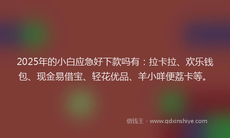 2025年的小白应急好下款吗有：拉卡拉、欢乐钱包、现金易借宝、轻花优品、羊小咩便荔卡等。