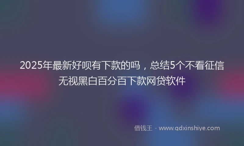 2025年最新好呗有下款的吗，总结5个不看征信无视黑白百分百下款网贷软件