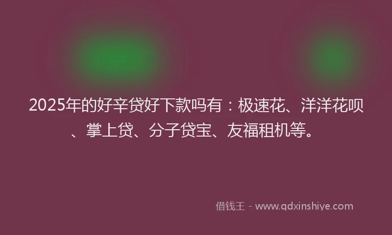 2025年的好辛贷好下款吗有：极速花、洋洋花呗、掌上贷、分子贷宝、友福租机等。