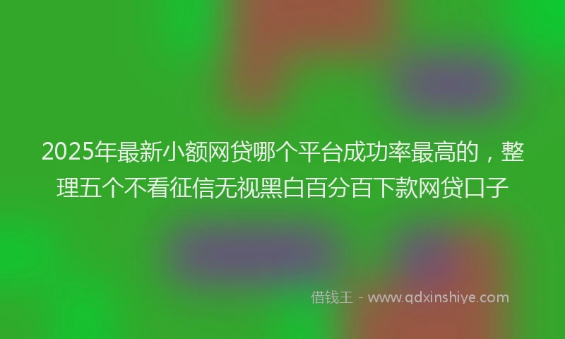 2025年最新小额网贷哪个平台成功率最高的，整理五个不看征信无视黑白百分百下款网贷口子