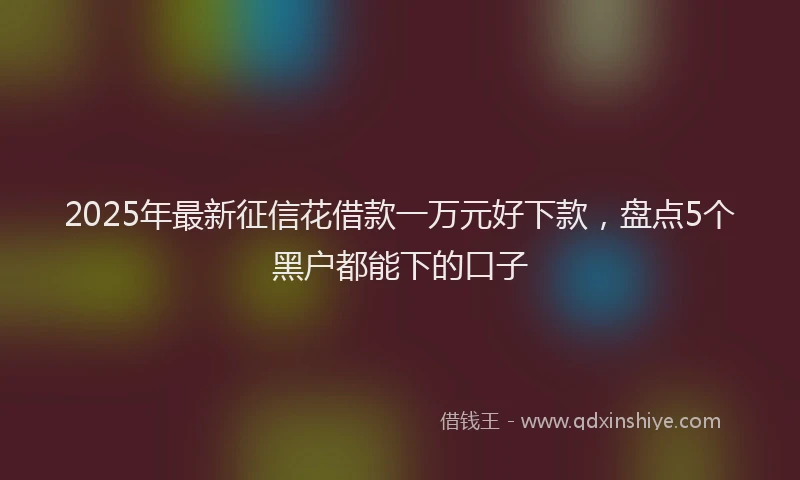 2025年最新征信花借款一万元好下款，盘点5个黑户都能下的口子