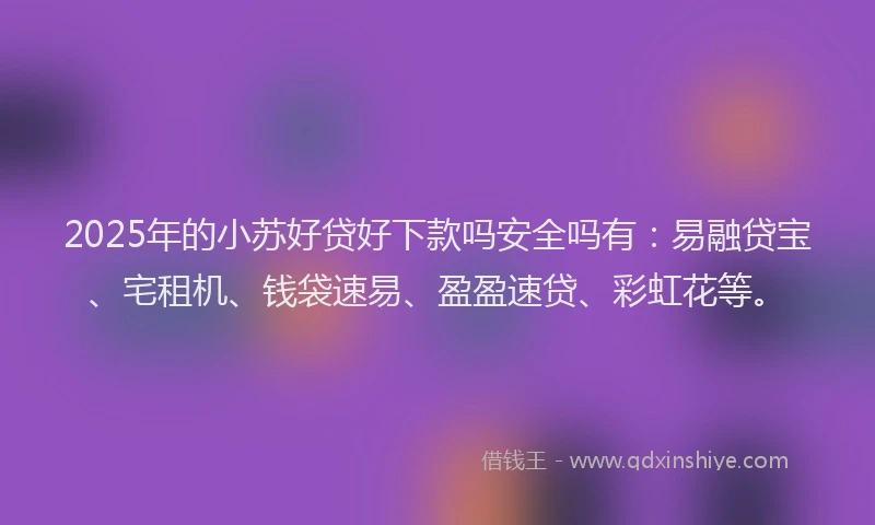 2025年的小苏好贷好下款吗安全吗有：易融贷宝、宅租机、钱袋速易、盈盈速贷、彩虹花等。