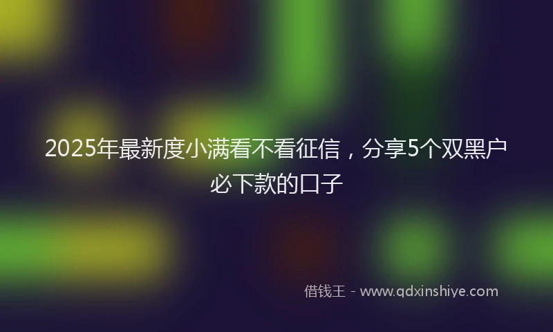 2025年最新度小满看不看征信，分享5个双黑户必下款的口子