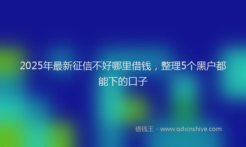 2025年最新征信不好哪里借钱，整理5个黑户都能下的口子
