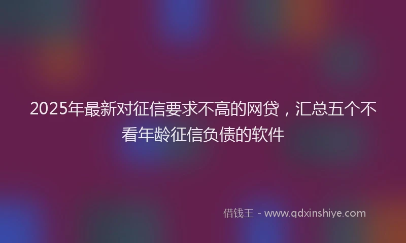 2025年最新对征信要求不高的网贷，汇总五个不看年龄征信负债的软件