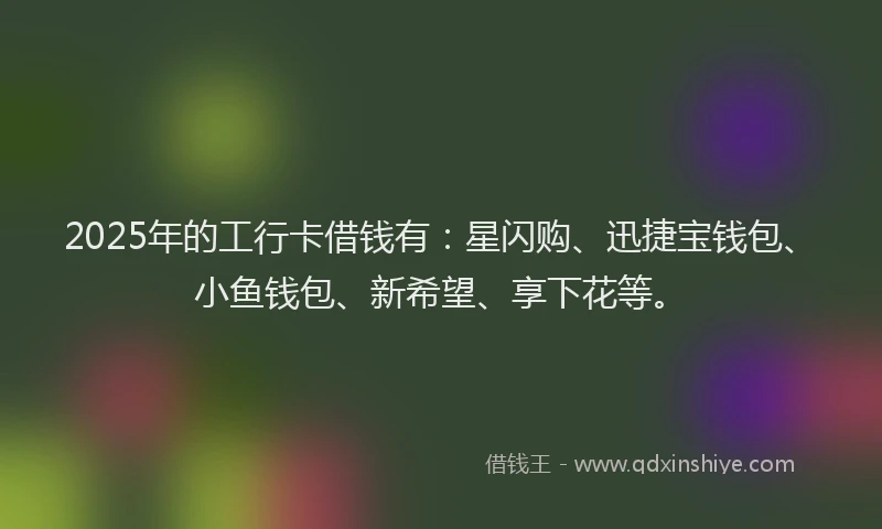 2025年的工行卡借钱有：星闪购、迅捷宝钱包、小鱼钱包、新希望、享下花等。