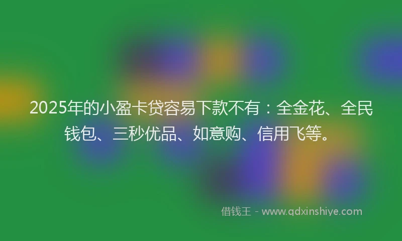 2025年的小盈卡贷容易下款不有：全金花、全民钱包、三秒优品、如意购、信用飞等。