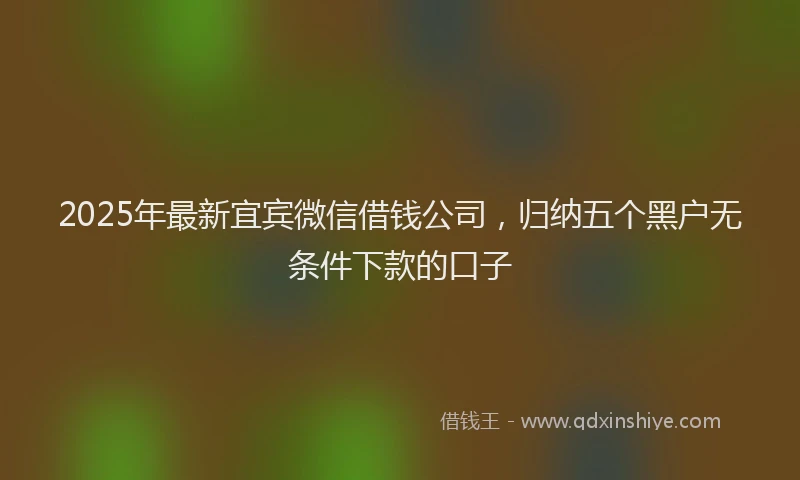 2025年最新宜宾微信借钱公司，归纳五个黑户无条件下款的口子