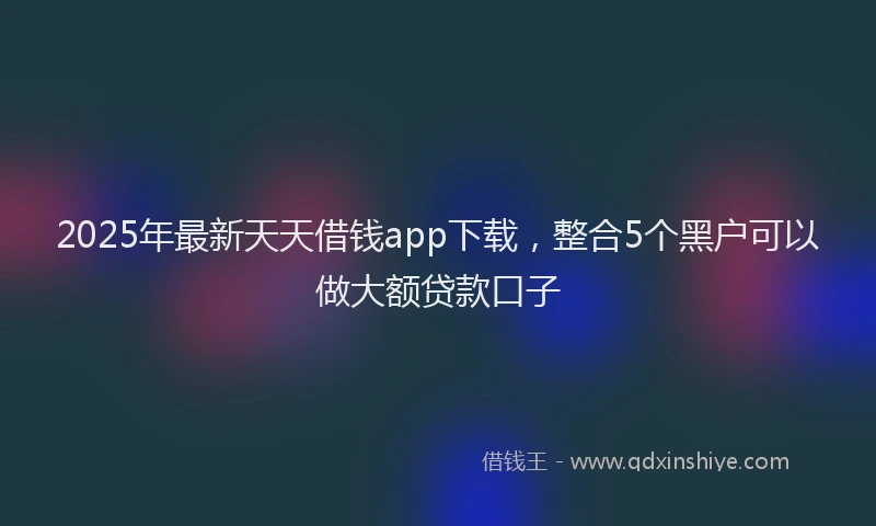 2025年最新天天借钱app下载，整合5个黑户可以做大额贷款口子