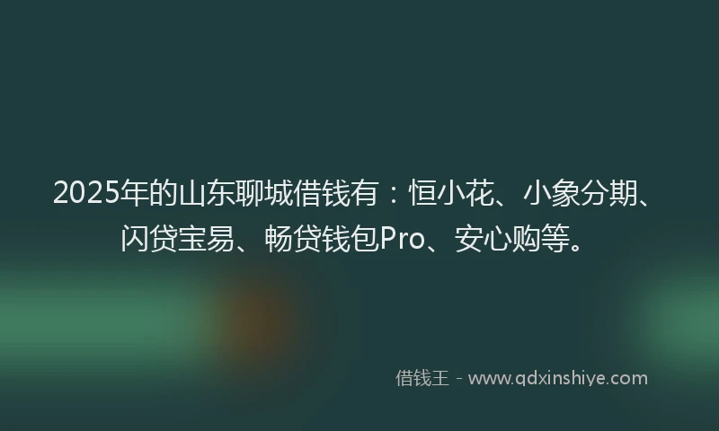 2025年的山东聊城借钱有：恒小花、小象分期、闪贷宝易、畅贷钱包Pro、安心购等。