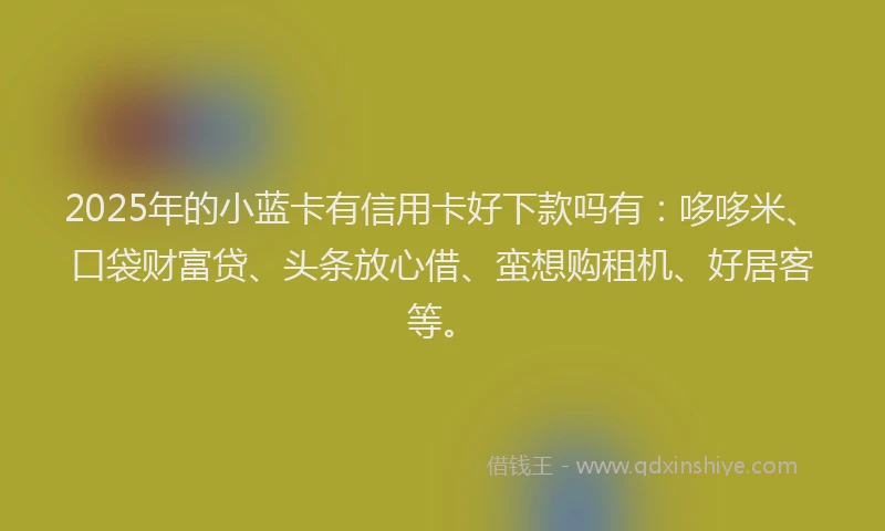 2025年的小蓝卡有信用卡好下款吗有：哆哆米、口袋财富贷、头条放心借、蛮想购租机、好居客等。