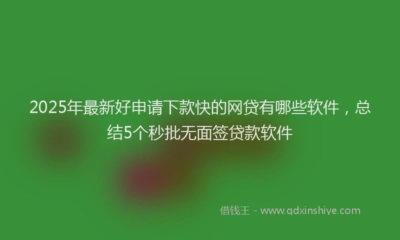 2025年最新好申请下款快的网贷有哪些软件，总结5个秒批无面签贷款软件