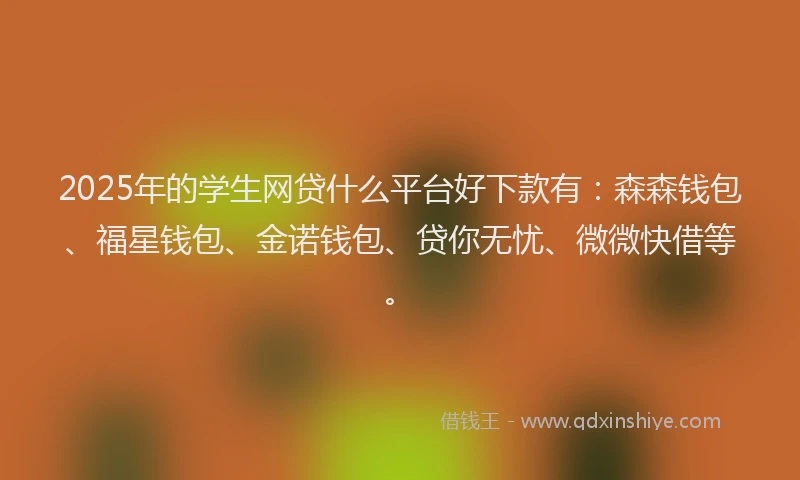 2025年的学生网贷什么平台好下款有：森森钱包、福星钱包、金诺钱包、贷你无忧、微微快借等。
