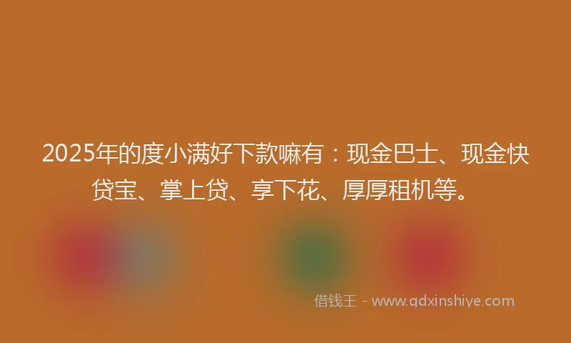 2025年的度小满好下款嘛有：现金巴士、现金快贷宝、掌上贷、享下花、厚厚租机等。