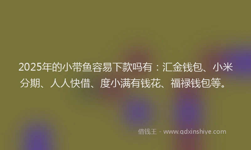 2025年的小带鱼容易下款吗有：汇金钱包、小米分期、人人快借、度小满有钱花、福禄钱包等。