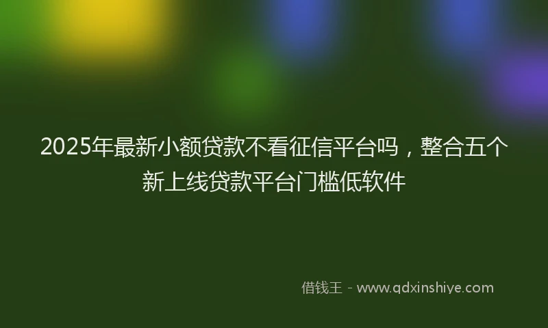 2025年最新小额贷款不看征信平台吗，整合五个新上线贷款平台门槛低软件